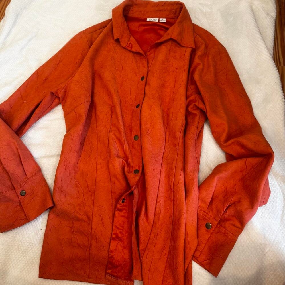 Cato orange button up blouse with